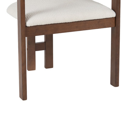 Winsor rubberwood armchair in beige with walnut color leg 58.5x51x76cm