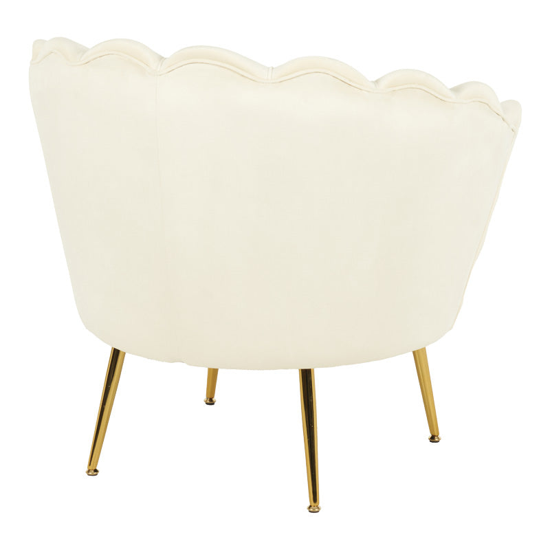 Daimon velvet armchair in white shade 79x74x78cm