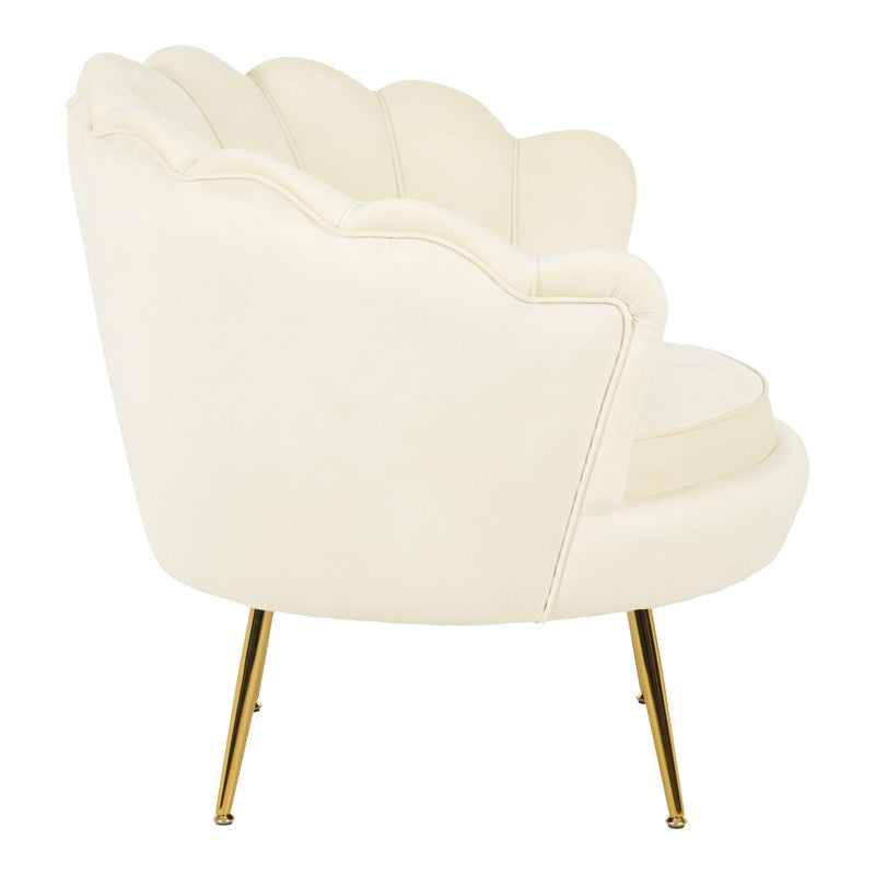Daimon velvet armchair in white shade 79x74x78cm
