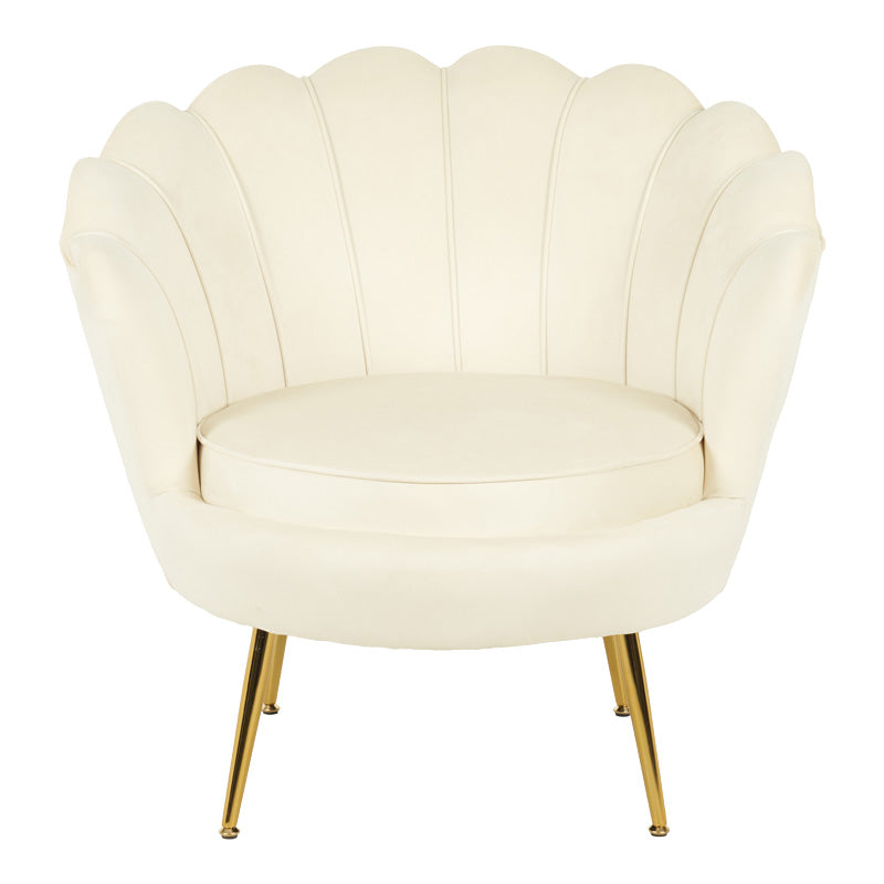 Daimon velvet armchair in white shade 79x74x78cm