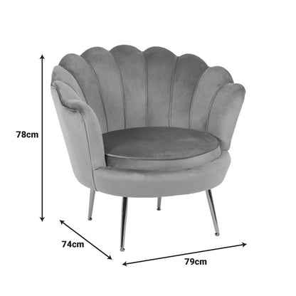 Daimon velvet armchair in white shade 79x74x78cm