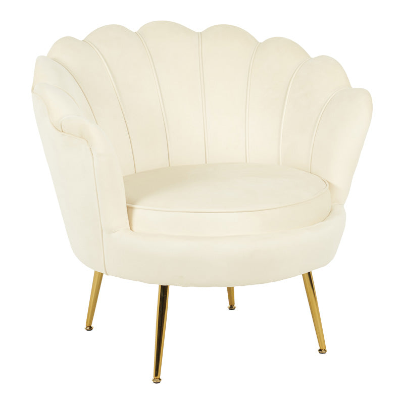 Daimon velvet armchair in white shade 79x74x78cm