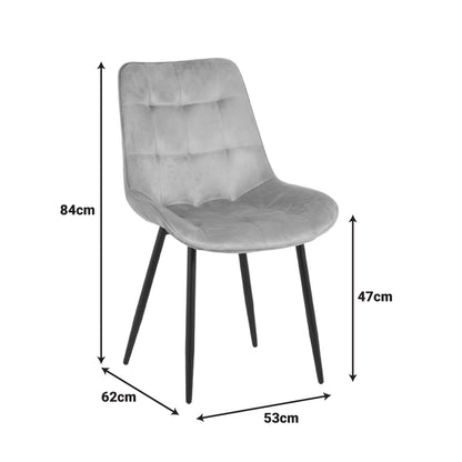 Berne chair velvet in grey shade 53x62x84cm