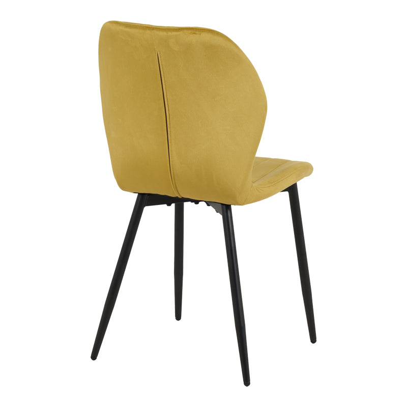 Jelour velvet chair in yellow shade 46.5x60x84cm
