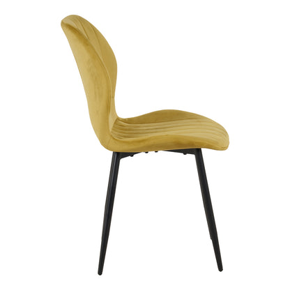 Jelour velvet chair in yellow shade 46.5x60x84cm