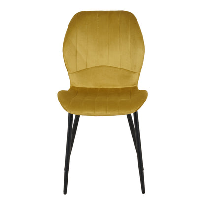 Jelour velvet chair in yellow shade 46.5x60x84cm