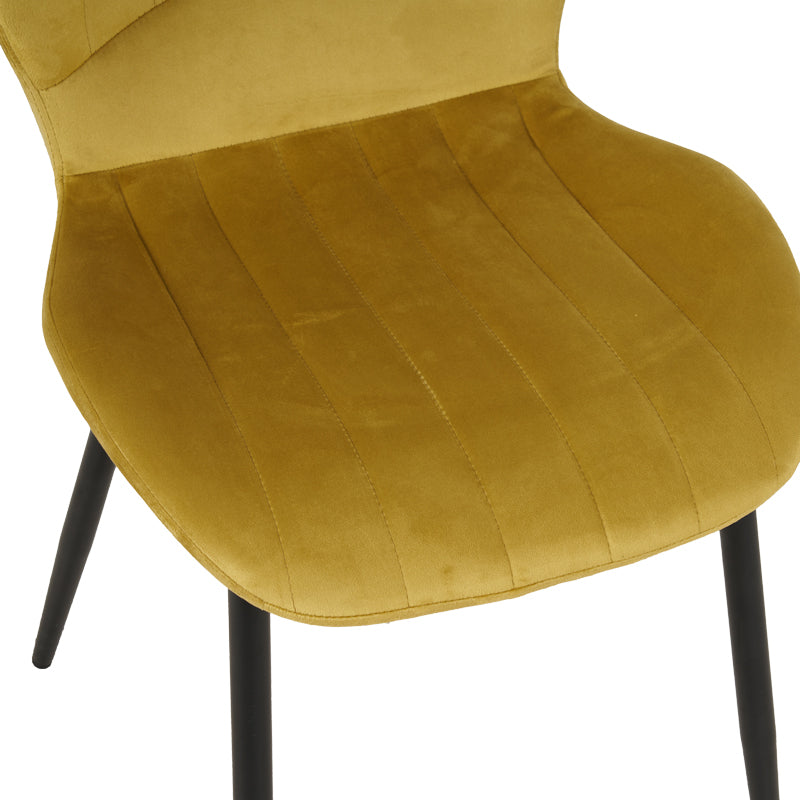 Jelour velvet chair in yellow shade 46.5x60x84cm