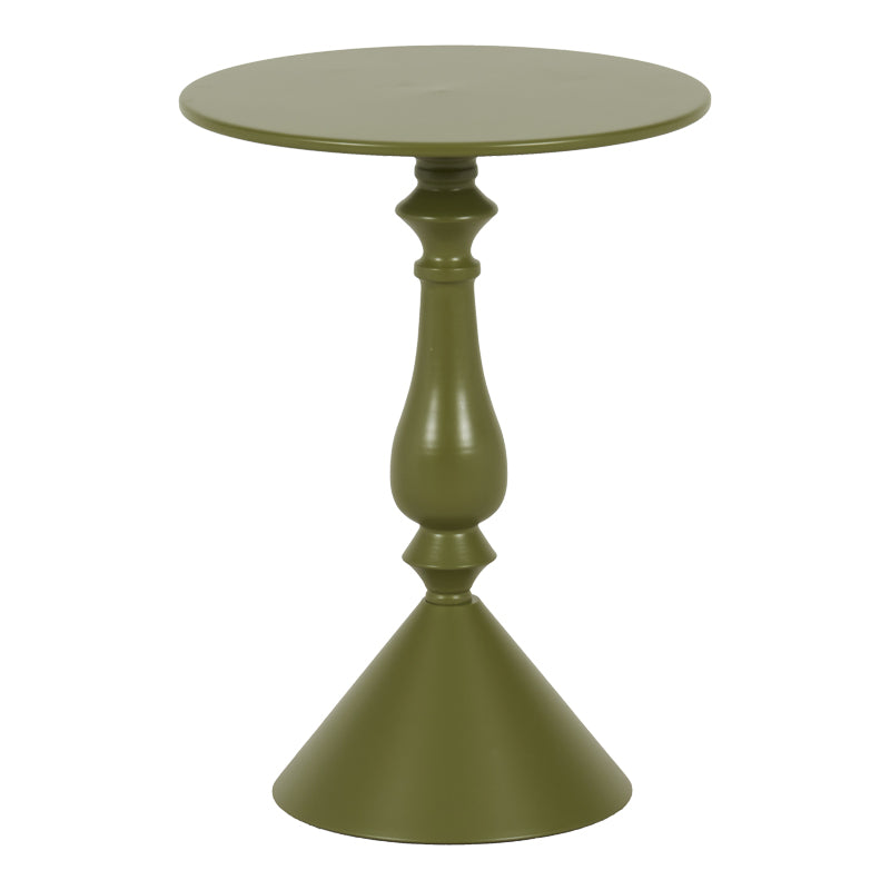 Lalou metal side table in olive green shade D40x55cm