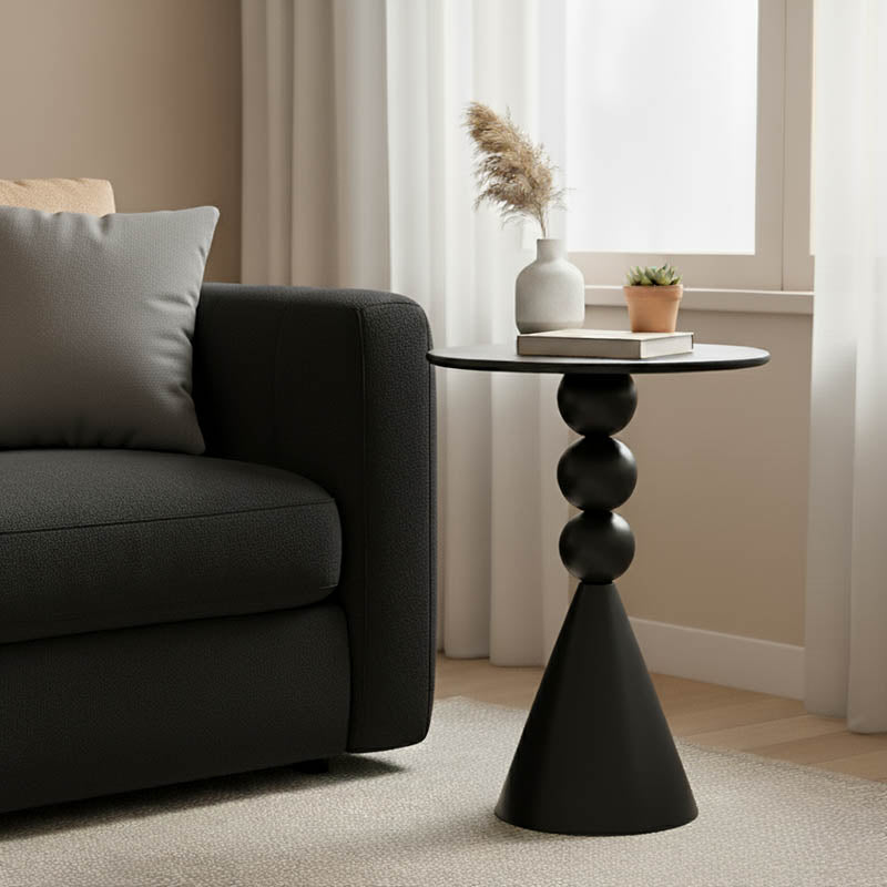 Side table Bilane metal in black shade D39x60cm