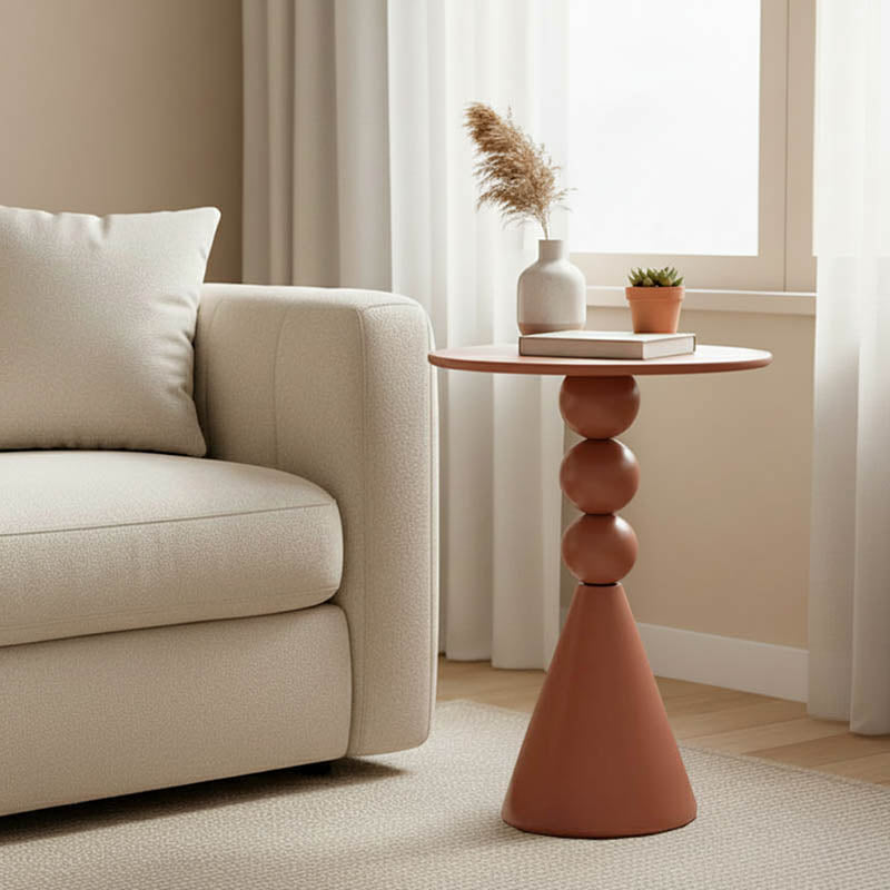 Side table Bilane metal in terracotta shade D39x60cm