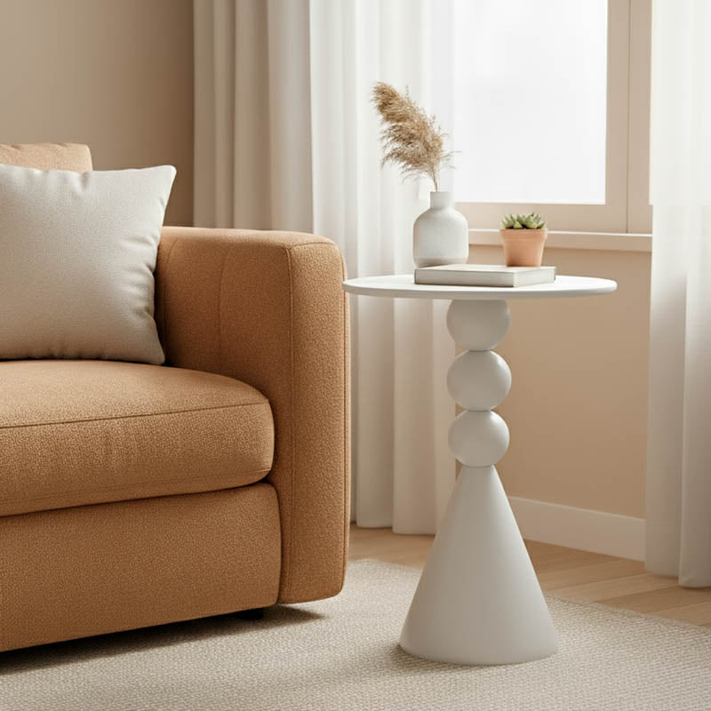 Side table Bilane metal in cream shade D39x60cm
