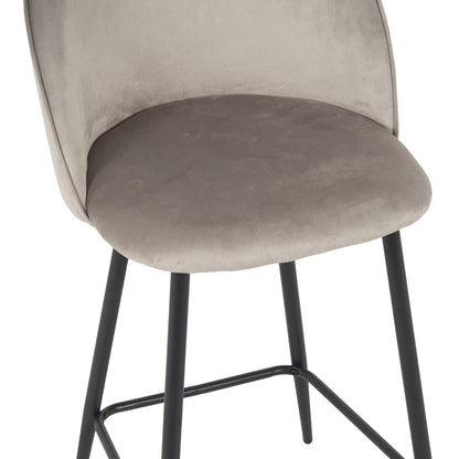 Medium height bar stool Perch velvet in gray with black metal legs 50x53x99cm