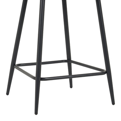 Medium height bar stool Perch velvet in black with black metal legs 50x53x99cm
