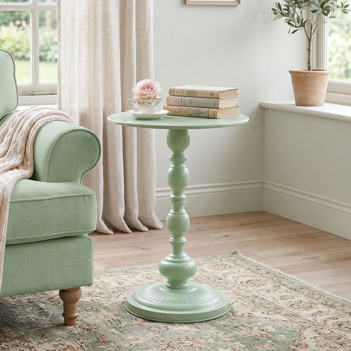 Anesor metal side table in mint shade D40x52cm