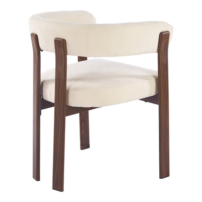 Armchair Erebus cream fabric with walnut metal leg 64x55x76.5cm