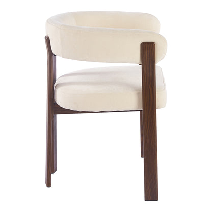 Armchair Erebus cream fabric with walnut metal leg 64x55x76.5cm
