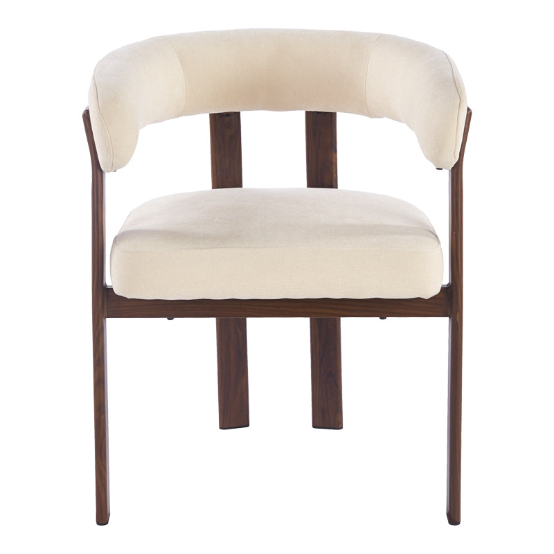 Armchair Erebus cream fabric with walnut metal leg 64x55x76.5cm