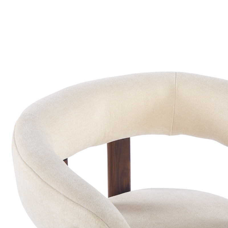 Armchair Erebus cream fabric with walnut metal leg 64x55x76.5cm