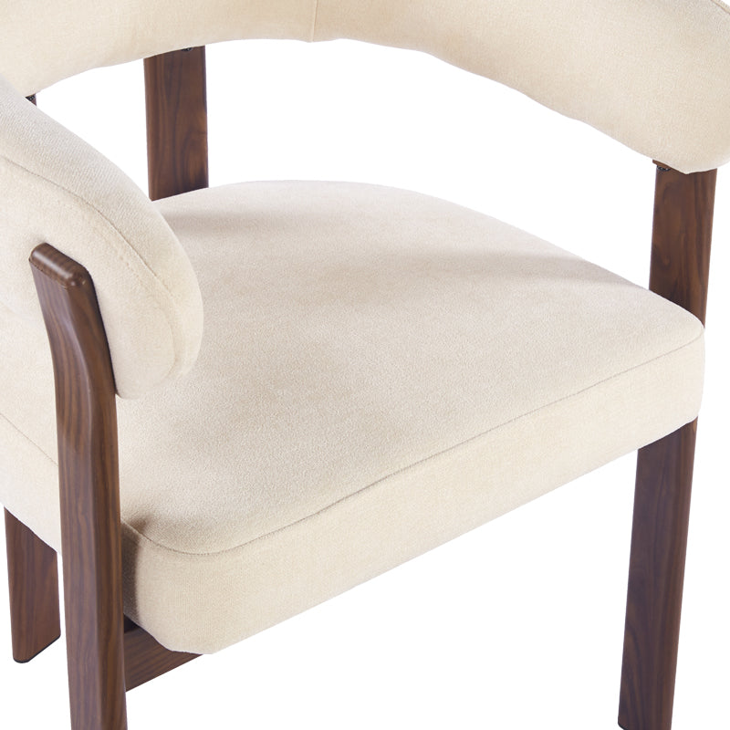 Armchair Erebus cream fabric with walnut metal leg 64x55x76.5cm