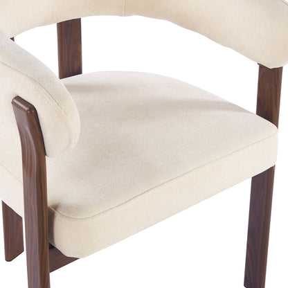 Armchair Erebus cream fabric with walnut metal leg 64x55x76.5cm