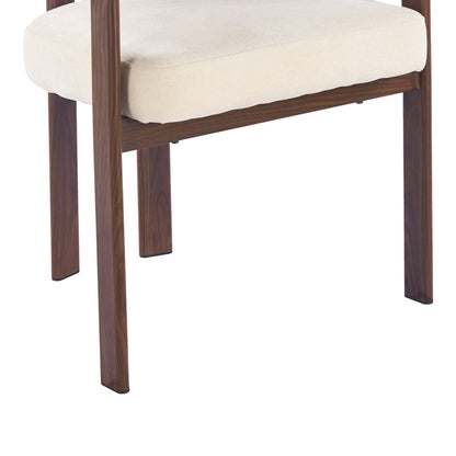 Armchair Erebus cream fabric with walnut metal leg 64x55x76.5cm