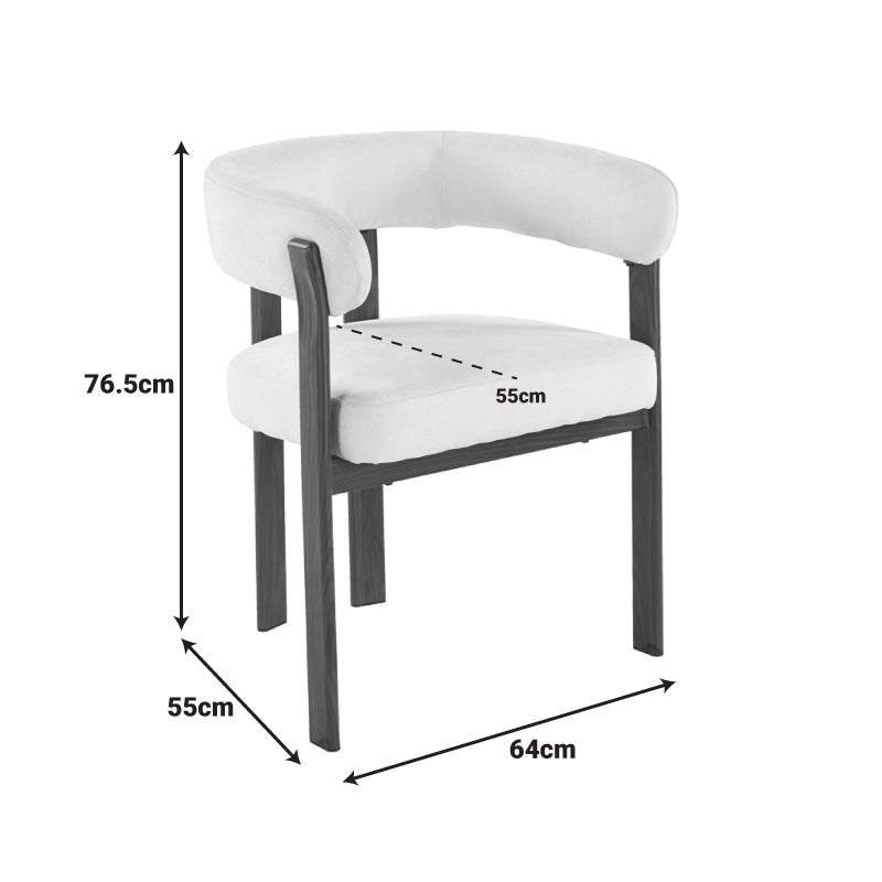 Armchair Erebus cream fabric with walnut metal leg 64x55x76.5cm