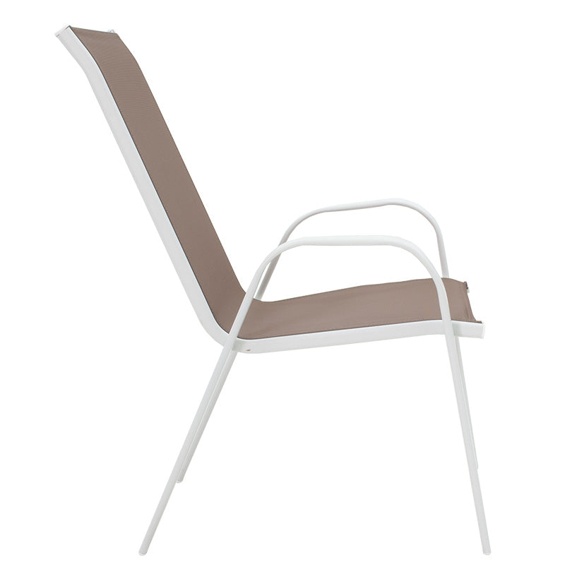 Armchair Calan pakoworld metal white-textilene brown 55x75x90cm