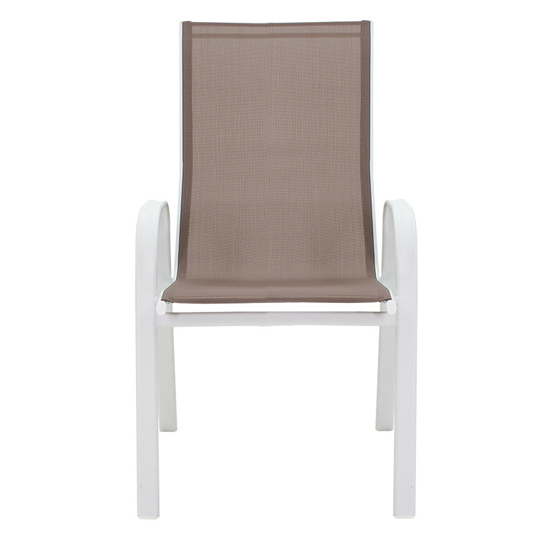 Armchair Calan pakoworld metal white-textilene brown 55x75x90cm