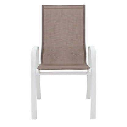 Armchair Calan pakoworld metal white-textilene brown 55x75x90cm