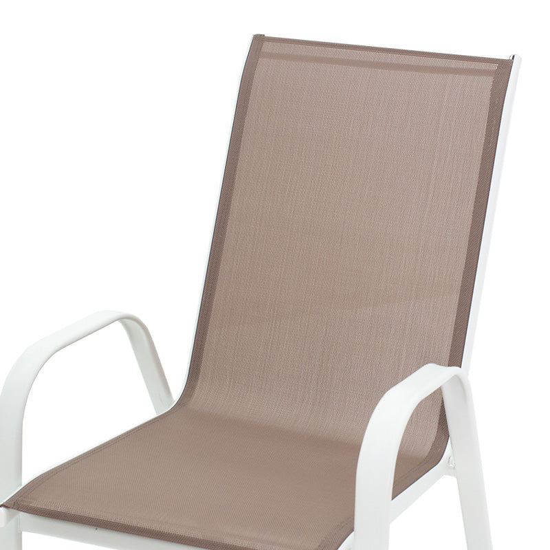 Armchair Calan pakoworld metal white-textilene brown 55x75x90cm