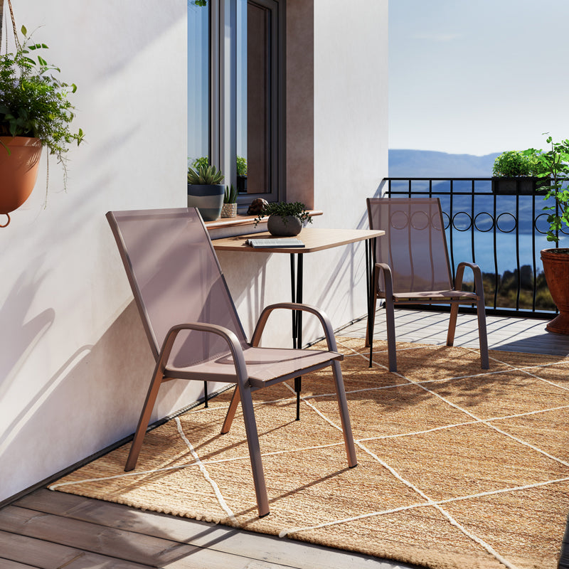 Chair Calan pakoworld metal dark brown-textilene brown 55x75x90cm