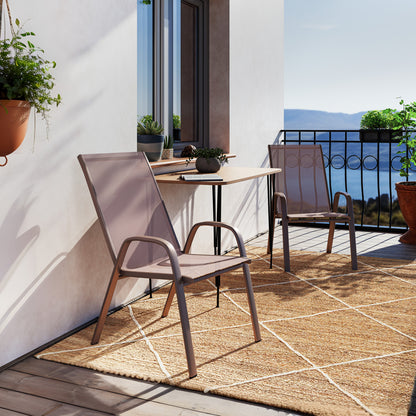 Chair Calan pakoworld metal dark brown-textilene brown 55x75x90cm