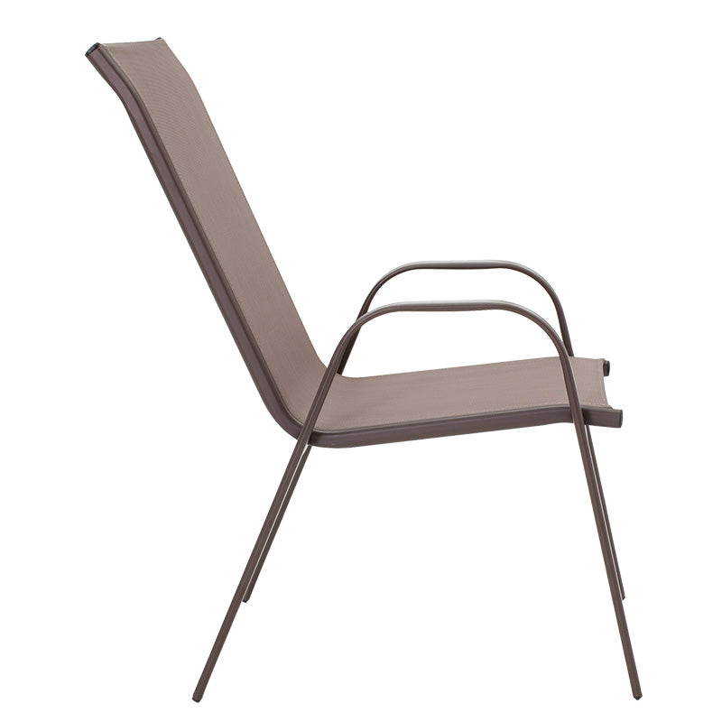 Chair Calan pakoworld metal dark brown-textilene brown 55x75x90cm