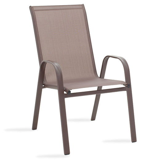 Chair Calan pakoworld metal dark brown-textilene brown 55x75x90cm