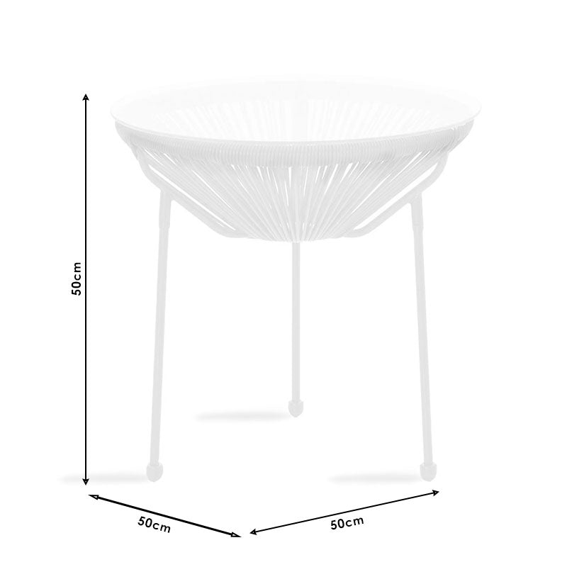 Acapulco pakoworld table metal-pe white D50x50cm