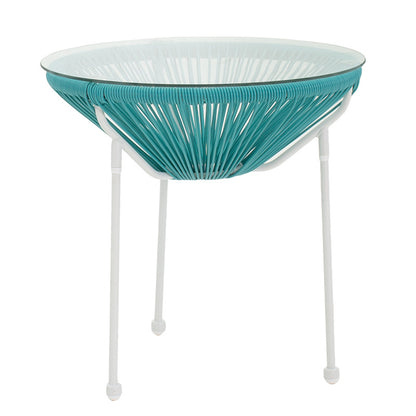 Acapulco pakoworld table metal white-pe turquoise D50x50cm