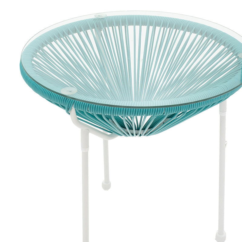 Acapulco pakoworld table metal white-pe turquoise D50x50cm