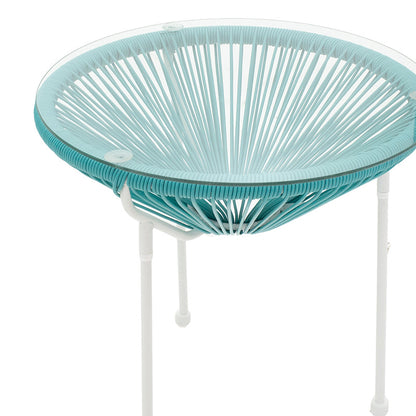 Acapulco pakoworld table metal white-pe turquoise D50x50cm