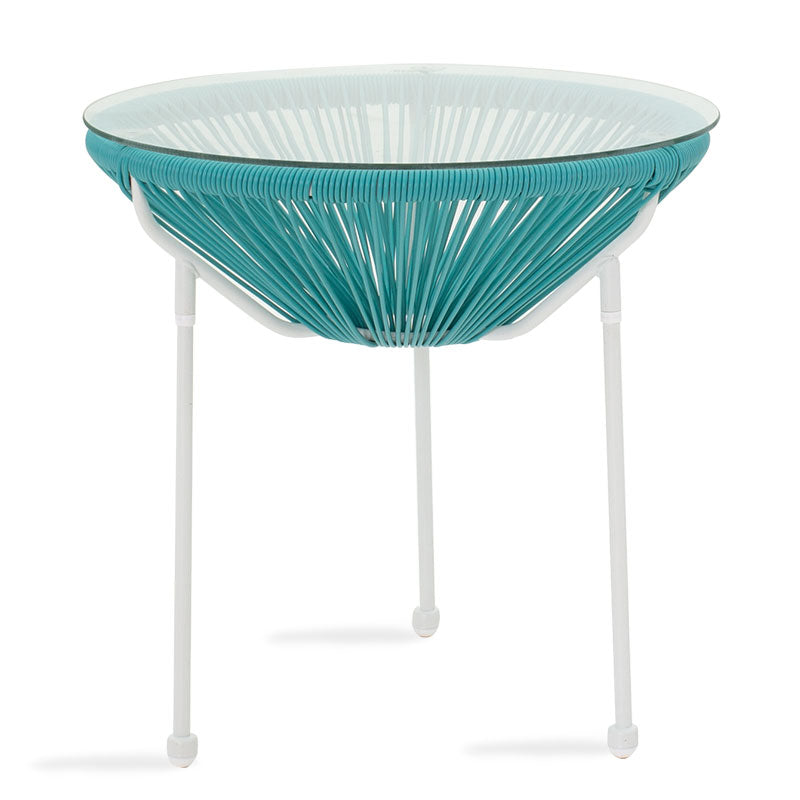 Acapulco pakoworld table metal white-pe turquoise D50x50cm