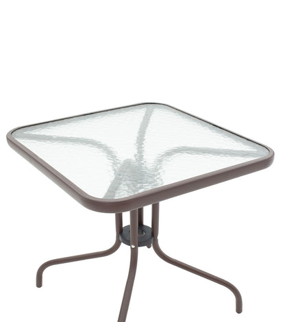 Watson pakoworld table metal brown-glass 80x80x70cm