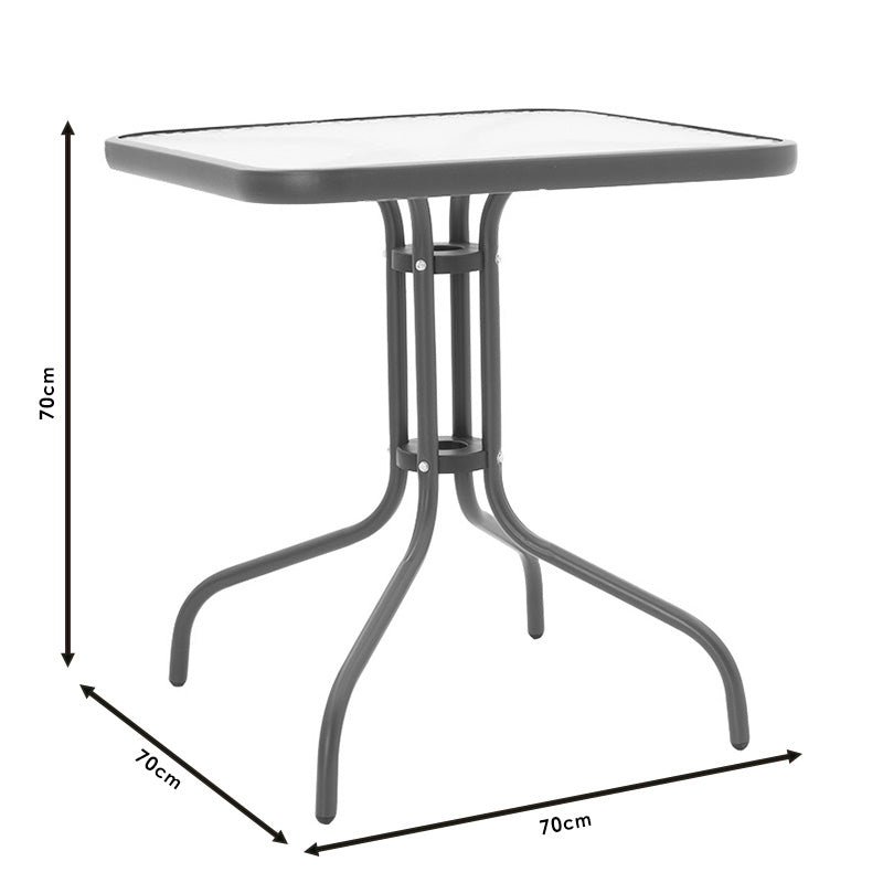 Watson pakoworld table metal dark grey-glass 70x70x70cm