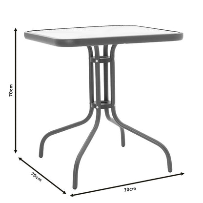 Watson pakoworld table metal dark grey-glass 70x70x70cm