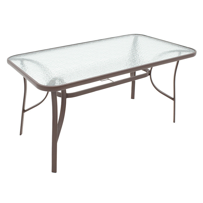 Ensure pakoworld table metal brown-tempered glass 140x80x70cm