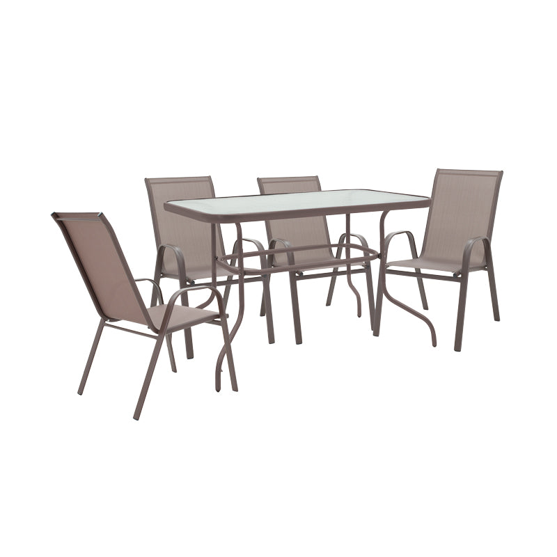 Dining set 5pcs Valor-Calan pakoworld metal black-textilene brown 110x60x70cm