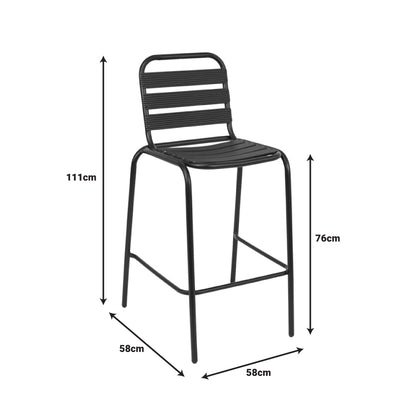 Bar stool Sussie pakoworld black metal with aluminum slats 58x58x111cm