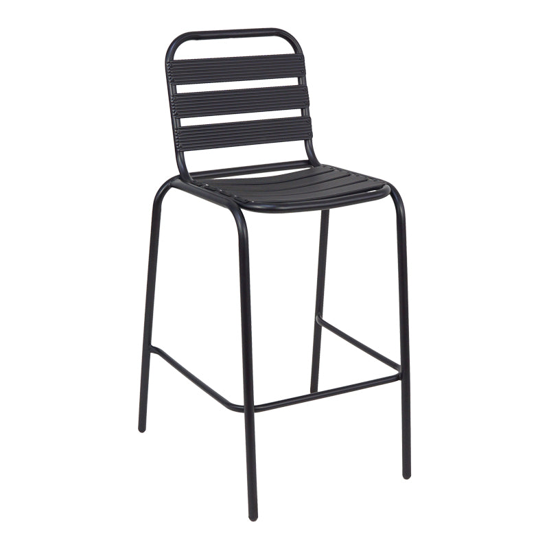 Bar stool Sussie pakoworld black metal with aluminum slats 58x58x111cm