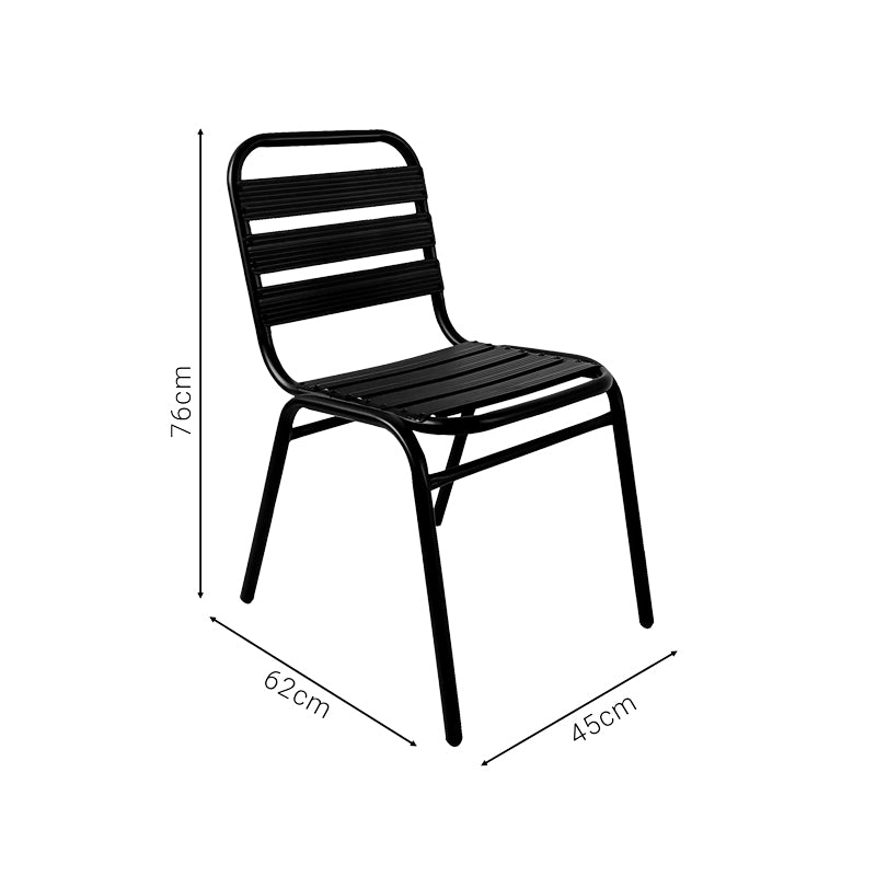 Chair Sussie stack black metal with aluminium slats 45x62x76cm
