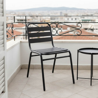 Chair Sussie stack black metal with aluminium slats 45x62x76cm