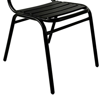 Chair Sussie stack black metal with aluminium slats 45x62x76cm