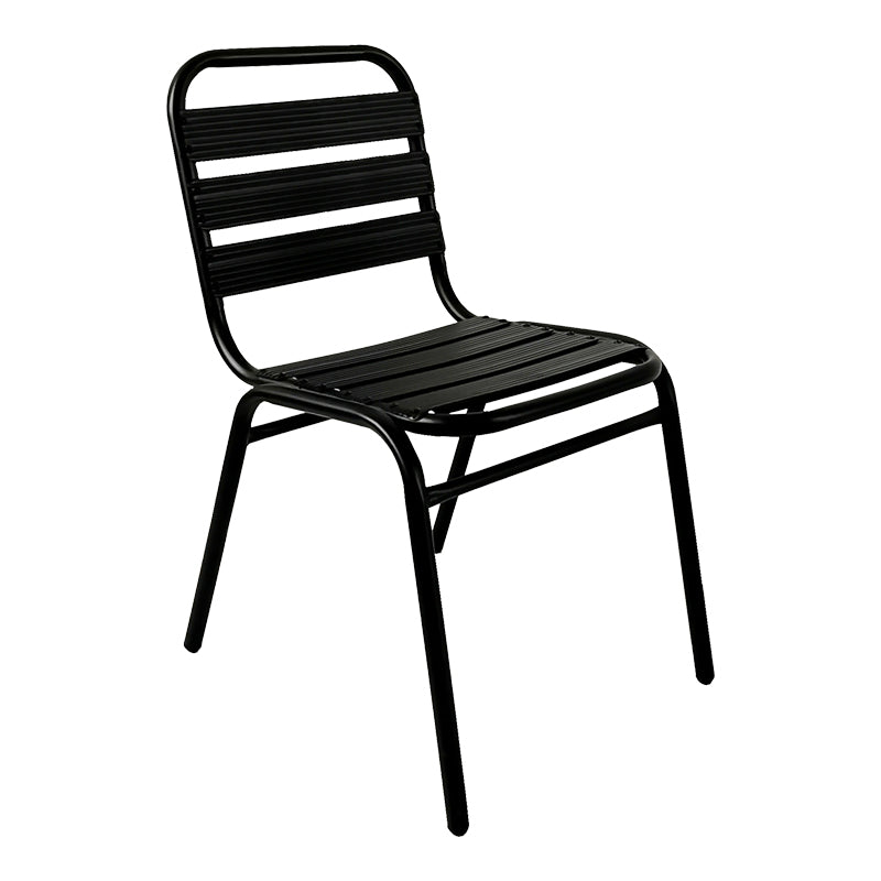 Chair Sussie stack black metal with aluminium slats 45x62x76cm